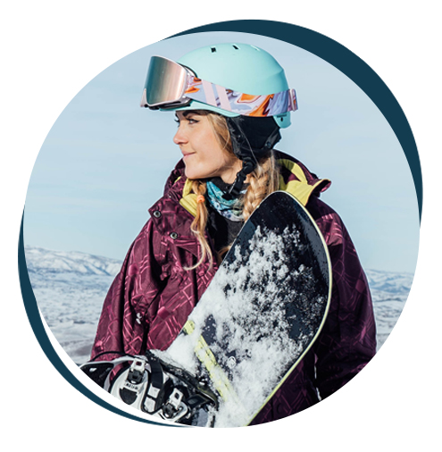 Young female snowboarder