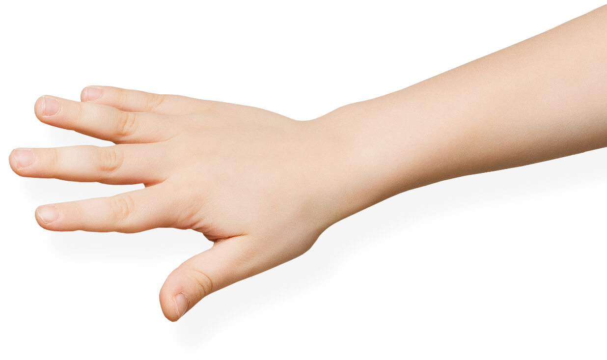 A child's hand reaching toward an adult's hand