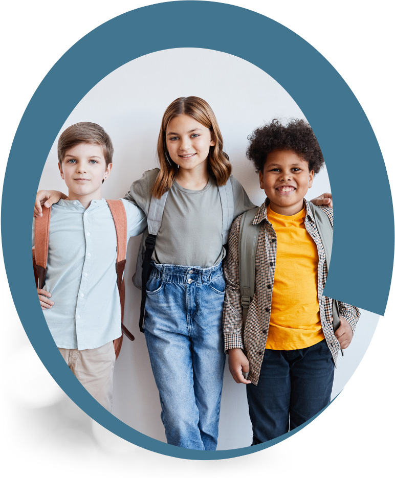 Three children standing together