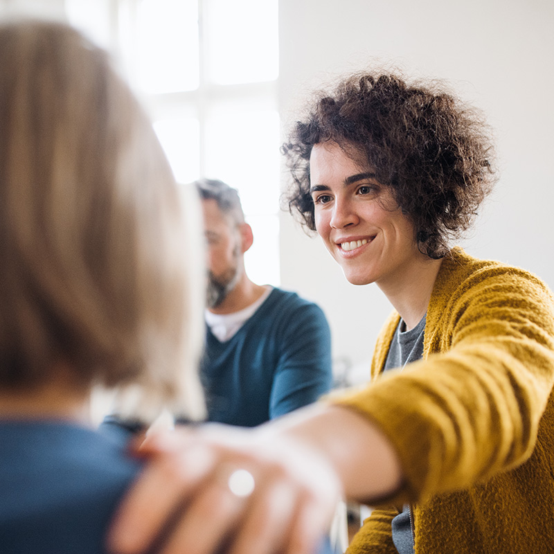 Social worker helping a client